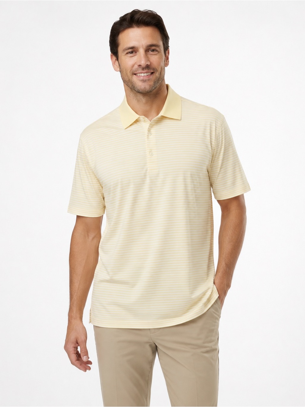 Martin Golf Men’s Pima Cotton Yellow Striped Polo Shirt Large
